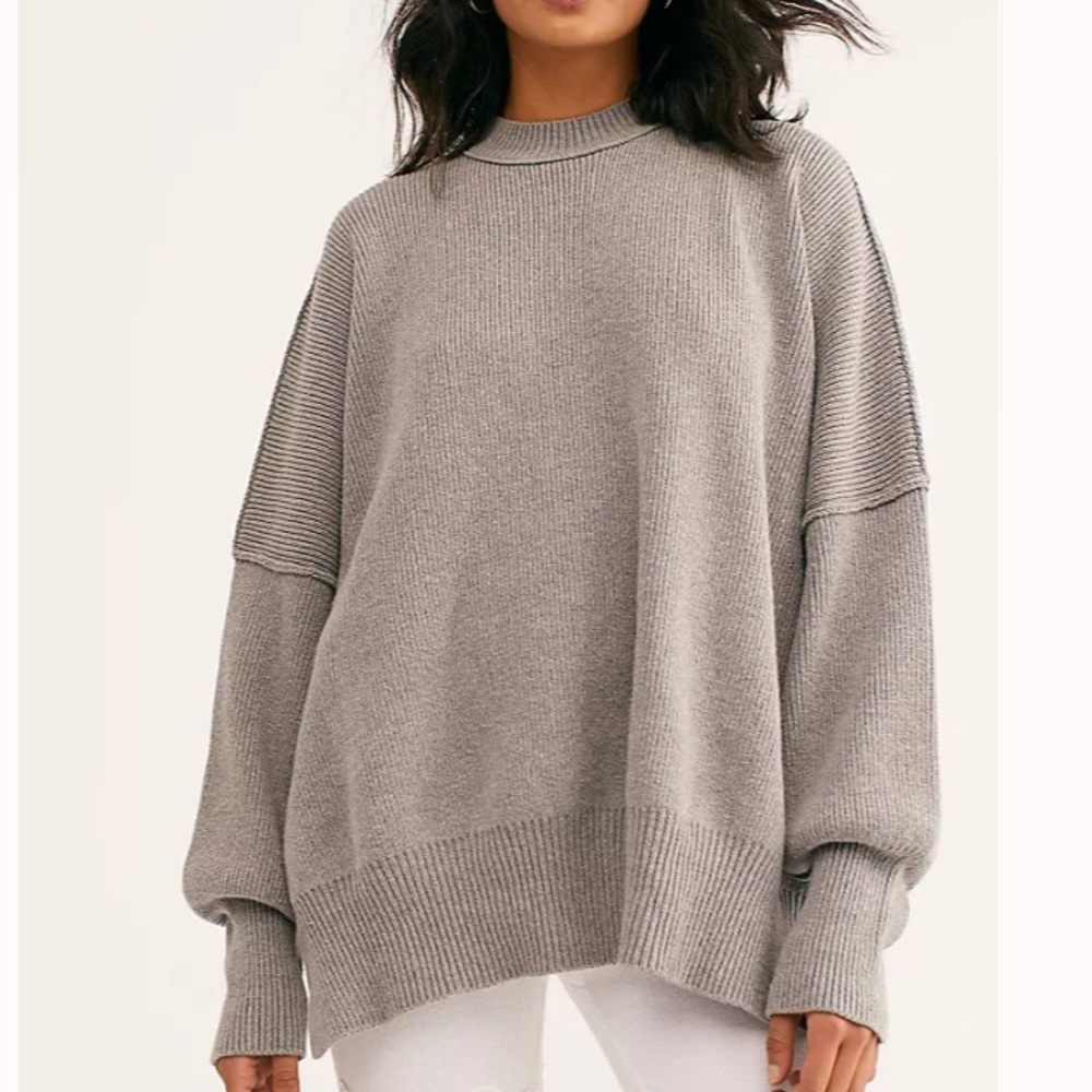 Free People Easy Street Tunic Grey Size Large Sweater Top